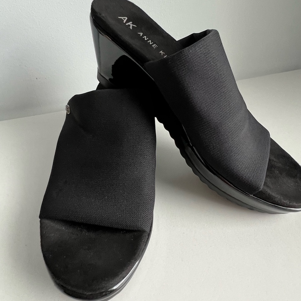 Anne Klein Black Open-Toe Mules